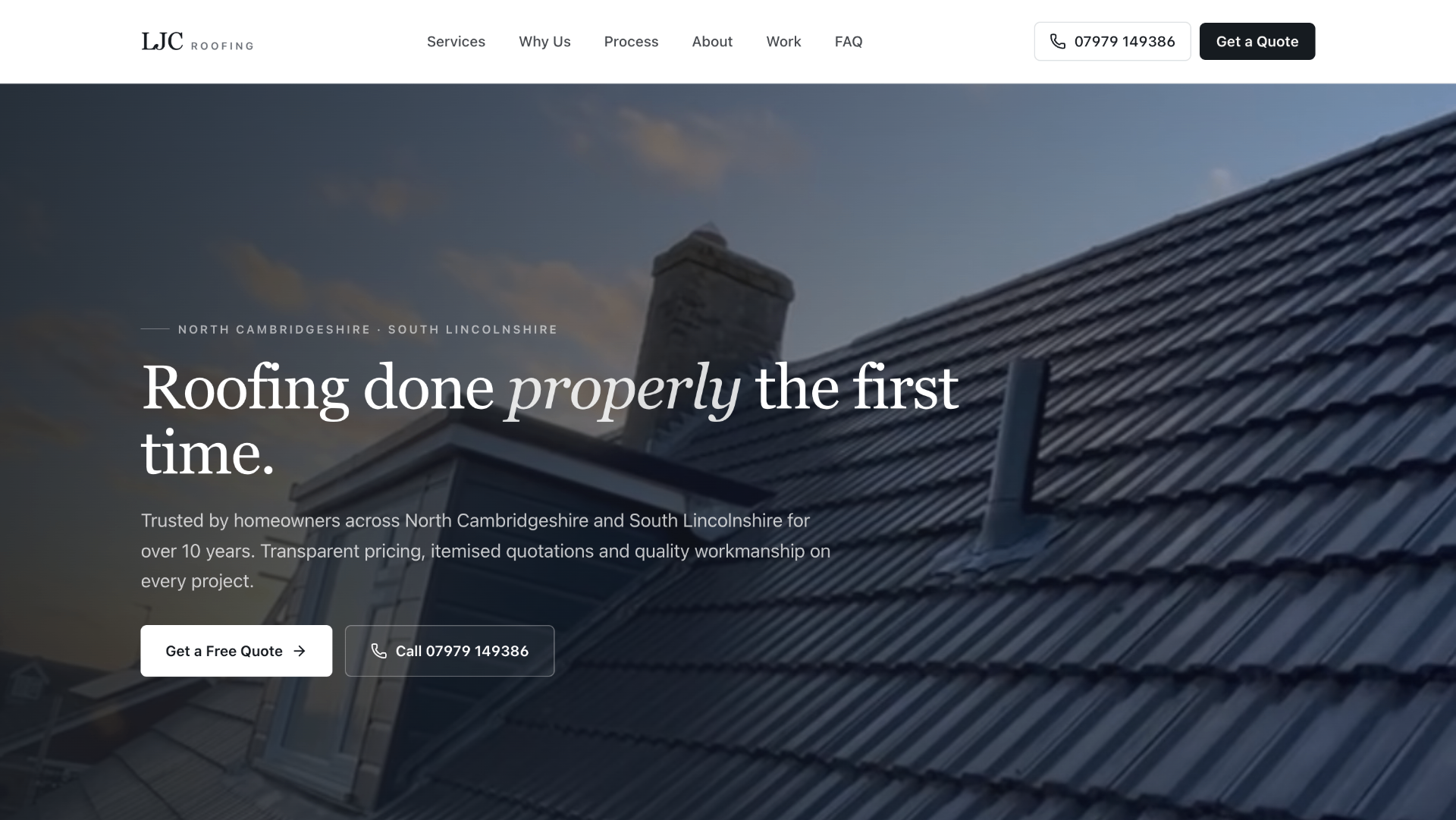 LJC Roofing concept website demo