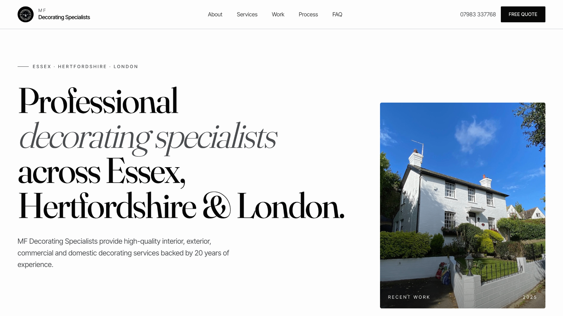 MF Decorating Specialists concept website demo